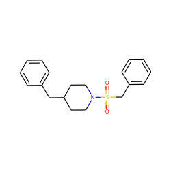 O=S(=O)(Cc1ccccc1)N1CCC(Cc2ccccc2)CC1 ZINC000000029847