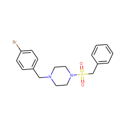 O=S(=O)(Cc1ccccc1)N1CCN(Cc2ccc(Br)cc2)CC1 ZINC000019852456