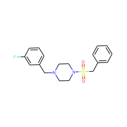 O=S(=O)(Cc1ccccc1)N1CCN(Cc2cccc(F)c2)CC1 ZINC000023481194