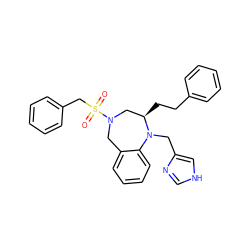 O=S(=O)(Cc1ccccc1)N1Cc2ccccc2N(Cc2c[nH]cn2)[C@H](CCc2ccccc2)C1 ZINC000025984166