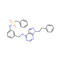 O=S(=O)(Cc1ccccc1)Nc1cccc(CNc2ncnc3c2cnn3CCc2ccccc2)c1 ZINC000103253405