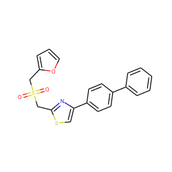 O=S(=O)(Cc1ccco1)Cc1nc(-c2ccc(-c3ccccc3)cc2)cs1 ZINC000001037733