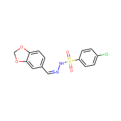 O=S(=O)(N/N=C\c1ccc2c(c1)OCO2)c1ccc(Cl)cc1 ZINC000033285579