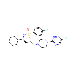 O=S(=O)(N[C@@H](CCCN1CCN(c2ncc(F)cn2)CC1)C1CCCCC1)c1ccc(F)cc1 ZINC000029569575