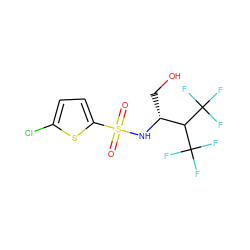 O=S(=O)(N[C@H](CO)C(C(F)(F)F)C(F)(F)F)c1ccc(Cl)s1 ZINC000030691750