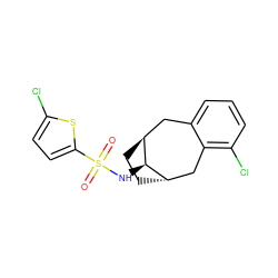 O=S(=O)(N[C@H]1[C@H]2CC[C@H]1Cc1c(Cl)cccc1C2)c1ccc(Cl)s1 ZINC000101007663