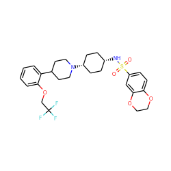 O=S(=O)(N[C@H]1CC[C@@H](N2CCC(c3ccccc3OCC(F)(F)F)CC2)CC1)c1ccc2c(c1)OCCO2 ZINC000101132118