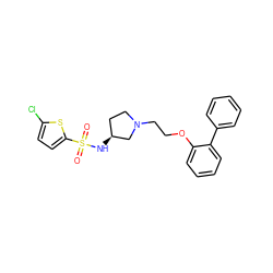 O=S(=O)(N[C@H]1CCN(CCOc2ccccc2-c2ccccc2)C1)c1ccc(Cl)s1 ZINC000095573164