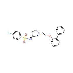 O=S(=O)(N[C@H]1CCN(CCOc2ccccc2-c2ccccc2)C1)c1ccc(F)cc1 ZINC000095576198