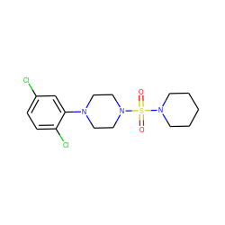 O=S(=O)(N1CCCCC1)N1CCN(c2cc(Cl)ccc2Cl)CC1 ZINC000000644433