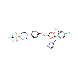 O=S(=O)(N1CCN(c2ccc(OC[C@@H]3CO[C@@](Cn4ccnc4)(c4ccc(Cl)cc4Cl)O3)cc2)CC1)C(F)(F)F ZINC000212347731