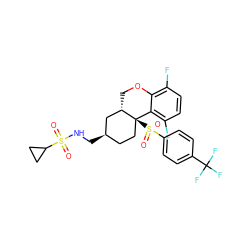 O=S(=O)(NC[C@@H]1CC[C@@]2(S(=O)(=O)c3ccc(C(F)(F)F)cc3)c3c(F)ccc(F)c3OC[C@H]2C1)C1CC1 ZINC000095595543