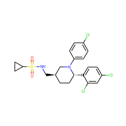 O=S(=O)(NC[C@@H]1CC[C@@H](c2ccc(Cl)cc2Cl)N(c2ccc(Cl)cc2)C1)C1CC1 ZINC000045337868