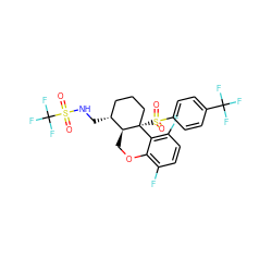 O=S(=O)(NC[C@@H]1CCC[C@@]2(S(=O)(=O)c3ccc(C(F)(F)F)cc3)c3c(F)ccc(F)c3OC[C@@H]12)C(F)(F)F ZINC000043154116