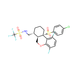 O=S(=O)(NC[C@@H]1CCC[C@@]2(S(=O)(=O)c3ccc(Cl)cc3)c3c(F)ccc(F)c3OC[C@@H]12)C(F)(F)F ZINC000043154110