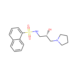 O=S(=O)(NC[C@H](O)CN1CCCC1)c1cccc2ccccc12 ZINC000028891896