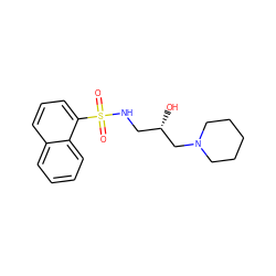 O=S(=O)(NC[C@H](O)CN1CCCCC1)c1cccc2ccccc12 ZINC000028892044