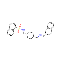 O=S(=O)(NC[C@H]1CC[C@@H](CNC[C@H]2CCc3ccccc3C2)CC1)c1cccc2ccccc12 ZINC000100907584