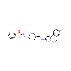 O=S(=O)(NC[C@H]1CC[C@H](CNC2=N[C@H]3CCc4cc(Cl)ccc4[C@@H]3C2)CC1)c1ccccc1 ZINC000253706626