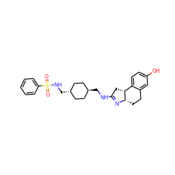 O=S(=O)(NC[C@H]1CC[C@H](CNC2=N[C@H]3CCc4cc(O)ccc4[C@H]3C2)CC1)c1ccccc1 ZINC000257988106