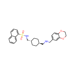 O=S(=O)(NC[C@H]1CC[C@H](CNCc2ccc3c(c2)OCCO3)CC1)c1cccc2ccccc12 ZINC000253665757