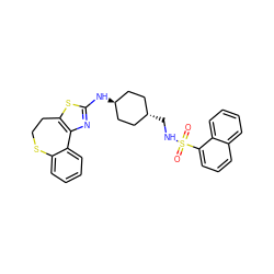 O=S(=O)(NC[C@H]1CC[C@H](Nc2nc3c(s2)CCSc2ccccc2-3)CC1)c1cccc2ccccc12 ZINC000261128686