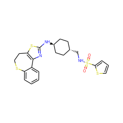 O=S(=O)(NC[C@H]1CC[C@H](Nc2nc3c(s2)CCSc2ccccc2-3)CC1)c1cccs1 ZINC000254134080