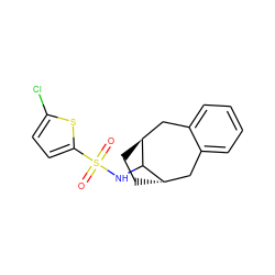 O=S(=O)(NC1[C@H]2CC[C@H]1Cc1ccccc1C2)c1ccc(Cl)s1 ZINC000101014135