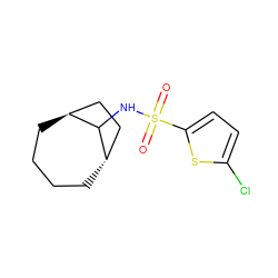 O=S(=O)(NC1[C@H]2CCCC[C@H]1CC2)c1ccc(Cl)s1 ZINC000101450445