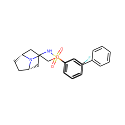 O=S(=O)(NC1C[C@@H]2CC[C@H](C1)N2CCOc1cccc(-c2ccccc2)c1)c1cccc(F)c1 ZINC000653698594