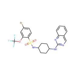 O=S(=O)(NC1CCC(Nc2ncc3ccccc3n2)CC1)c1ccc(Br)cc1OC(F)(F)F ZINC000028523407