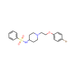 O=S(=O)(NC1CCN(CCOc2ccc(Br)cc2)CC1)c1ccccc1 ZINC000140397205