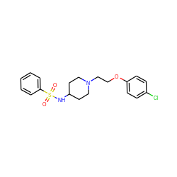 O=S(=O)(NC1CCN(CCOc2ccc(Cl)cc2)CC1)c1ccccc1 ZINC000105420893