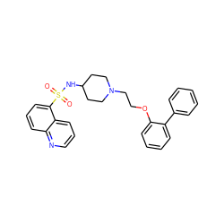 O=S(=O)(NC1CCN(CCOc2ccccc2-c2ccccc2)CC1)c1cccc2ncccc12 ZINC000653798431