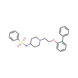 O=S(=O)(NC1CCN(CCOc2ccccc2-c2ccccc2)CC1)c1ccccc1 ZINC000653780808