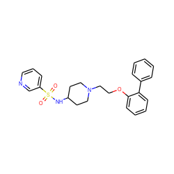 O=S(=O)(NC1CCN(CCOc2ccccc2-c2ccccc2)CC1)c1cccnc1 ZINC000653703168