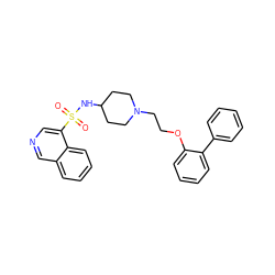 O=S(=O)(NC1CCN(CCOc2ccccc2-c2ccccc2)CC1)c1cncc2ccccc12 ZINC000653798444