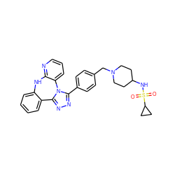 O=S(=O)(NC1CCN(Cc2ccc(-c3nnc4n3-c3cccnc3Nc3ccccc3-4)cc2)CC1)C1CC1 ZINC000096174082