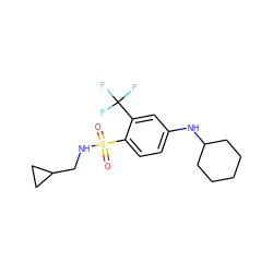 O=S(=O)(NCC1CC1)c1ccc(NC2CCCCC2)cc1C(F)(F)F ZINC000144651085