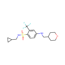 O=S(=O)(NCC1CC1)c1ccc(NCC2CCOCC2)cc1C(F)(F)F ZINC000146009076