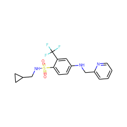 O=S(=O)(NCC1CC1)c1ccc(NCc2ccccn2)cc1C(F)(F)F ZINC000144748478