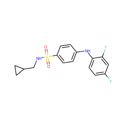 O=S(=O)(NCC1CC1)c1ccc(Nc2ccc(F)cc2F)cc1 ZINC000145479438