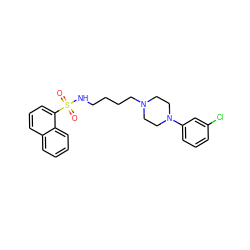 O=S(=O)(NCCCCN1CCN(c2cccc(Cl)c2)CC1)c1cccc2ccccc12 ZINC000073281000