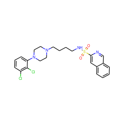 O=S(=O)(NCCCCN1CCN(c2cccc(Cl)c2Cl)CC1)c1cc2ccccc2cn1 ZINC000095593131