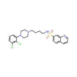 O=S(=O)(NCCCCN1CCN(c2cccc(Cl)c2Cl)CC1)c1ccc2cccnc2c1 ZINC000095597904