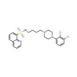 O=S(=O)(NCCCCN1CCN(c2cccc(Cl)c2Cl)CC1)c1cccc2cccnc12 ZINC000095595607