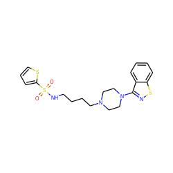 O=S(=O)(NCCCCN1CCN(c2nsc3ccccc23)CC1)c1cccs1 ZINC000114601251