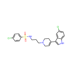 O=S(=O)(NCCCN1CC=C(c2c[nH]c3ccc(Cl)cc23)CC1)c1ccc(Cl)cc1 ZINC000146789792