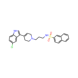 O=S(=O)(NCCCN1CC=C(c2c[nH]c3ccc(Cl)cc23)CC1)c1ccc2ccccc2c1 ZINC000114602119