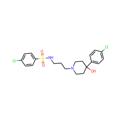 O=S(=O)(NCCCN1CCC(O)(c2ccc(Cl)cc2)CC1)c1ccc(Cl)cc1 ZINC000029125505